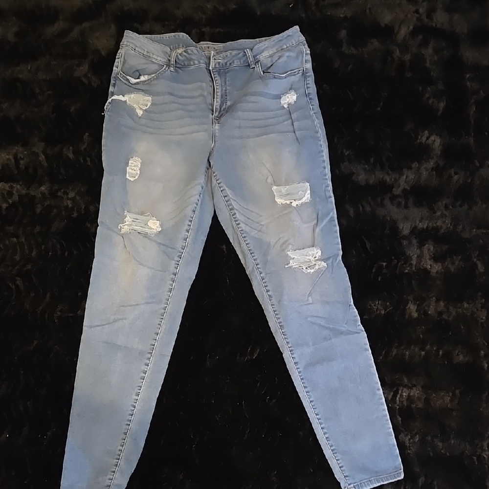 Women's Blue Distressed Jeans